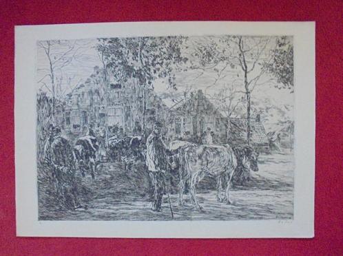 Willem de Zwart.Veemarkt.No.: 3/50 Zeer grote ets., Antiek en Kunst, Kunst | Etsen en Gravures, Ophalen of Verzenden