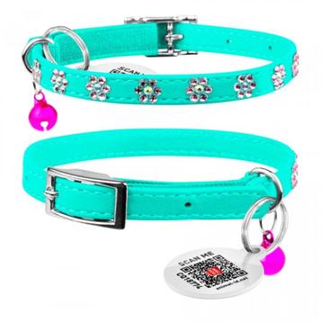 WAUDOG Glamour Flower Kattenhalsband Mint 22-30 cm -35%!!! beschikbaar voor biedingen