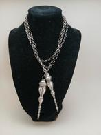 Jassaron Ketting met breidoppen, Met hanger, Gebruikt, Ophalen of Verzenden, Zilver
