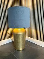 Mooie tafellamp Maison Manon blauwe kap, messing/gouden voet, Ophalen, Zo goed als nieuw, 50 tot 75 cm