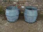 2 maal zinken ton tonnen plantenbak, Antiek en Kunst, Curiosa en Brocante, Ophalen