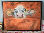 Pastelkrijt Schilderij Koe in Lijst, Antiek en Kunst, Ophalen