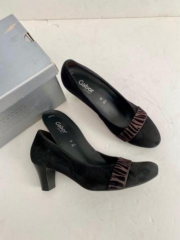 i542 Gabor maat 6,5=40 G leren pumps schoenen hak zwart leer beschikbaar voor biedingen