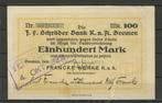 Bremen 100 Mark 1922 Noodgeld Notgeld Biljet c-280 jdu, Postzegels en Munten, Bankbiljetten | Europa | Niet-Eurobiljetten, Ophalen of Verzenden