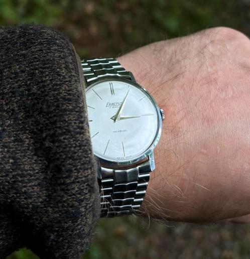 Exactus Incabloc 17 Jewels handopwinder, Sieraden, Tassen en Uiterlijk, Horloges | Antiek, Polshorloge, Overige merken, Staal