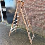 Oude brocante houten schilderstrap trap, Ophalen, Gebruikt, Opvouwbaar of Inschuifbaar, 2 tot 4 meter
