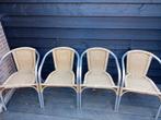 4 plastic rietlook tuinstoelen, Tuin en Terras, Ophalen, Gebruikt