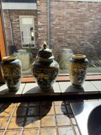 Antieke vazen set blauw-wit decoratie 3 stuks, Ophalen of Verzenden