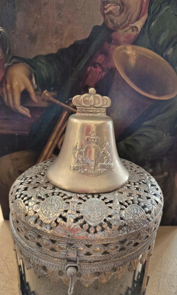 Messing/koper tafelbel Dieu et mon droit, massieve bel, Antiek en Kunst, Antiek | Koper en Brons, Ophalen of Verzenden