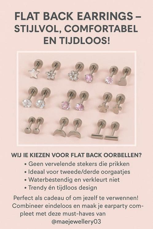 Flat back oorbellen diverse modelen, Sieraden, Tassen en Uiterlijk, Oorbellen, Zo goed als nieuw, Overige materialen, Goud, Ophalen of Verzenden