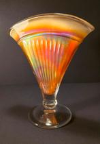 Dugan Adam's Rib Fan Vaas - Marigold Carnival Glas, Ophalen of Verzenden