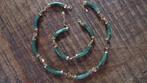 goud op 925 zilver jade ketting en armband, Sieraden, Tassen en Uiterlijk, Kettingen, Verstelbaar, Ophalen of Verzenden, Zo goed als nieuw