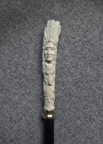 Antieke Wandelstok met Snijwerk van Hertshoorn, Ophalen of Verzenden