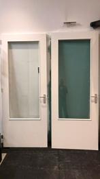Binnendeuren 3x, met glas, 1x rechts, 2x linksdraaiend, Doe-het-zelf en Verbouw, Gebruikt, 80 tot 100 cm, 215 cm of meer, Binnendeur