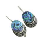 zilver Abalone oorbellen,, Sieraden, Tassen en Uiterlijk, Oorbellen, Overige kleuren, Verzenden, Nieuw, Met edelsteen