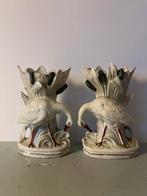 Paar antieke kleine ooievaar vaasjes staffordshire/porselein, Ophalen of Verzenden