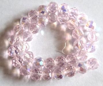 Streng facet geslepen roze kristal glas kralen 10 mm beschikbaar voor biedingen