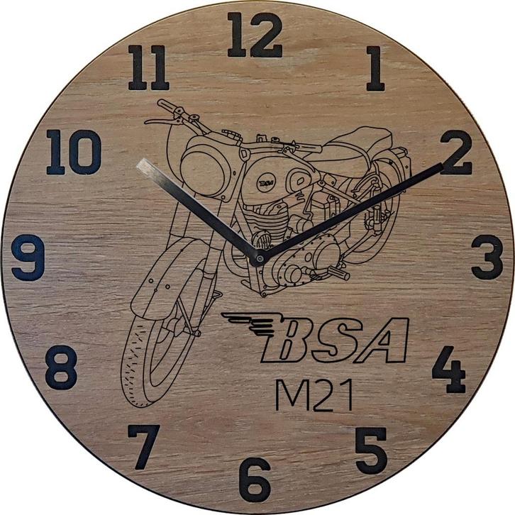 Themaklok met een BSA M21 motor als thema, Huis en Inrichting, Woonaccessoires | Klokken, Nieuw, Wandklok, Ophalen of Verzenden