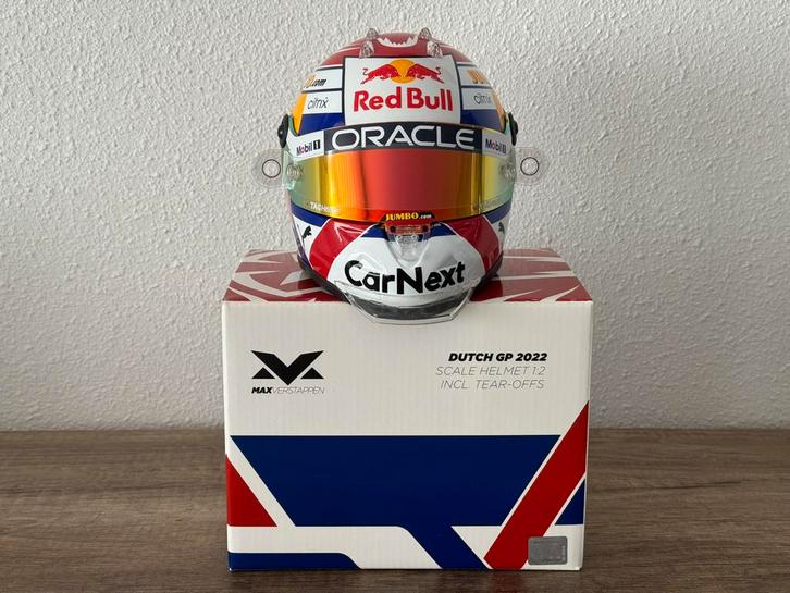 🟧 Max Verstappen 1:2 helm Zandvoort 2022 incl. tear-offs, Verzamelen, Automerken, Motoren en Formule 1, Zo goed als nieuw, Formule 1