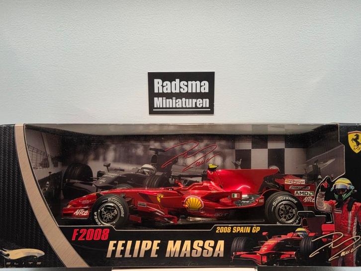Ferrari F2008 F1 - Felipe Massa -  1:18 Hotwheels Elite, Hobby en Vrije tijd, Modelauto's | 1:18, Zo goed als nieuw, Auto, Hot Wheels