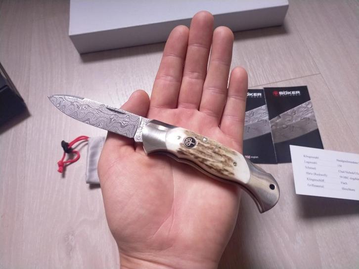 Boker scout Damascus zakmes hertshoorn Solingen zakmes, Caravans en Kamperen, Kampeergereedschap, Nieuw, Ophalen of Verzenden