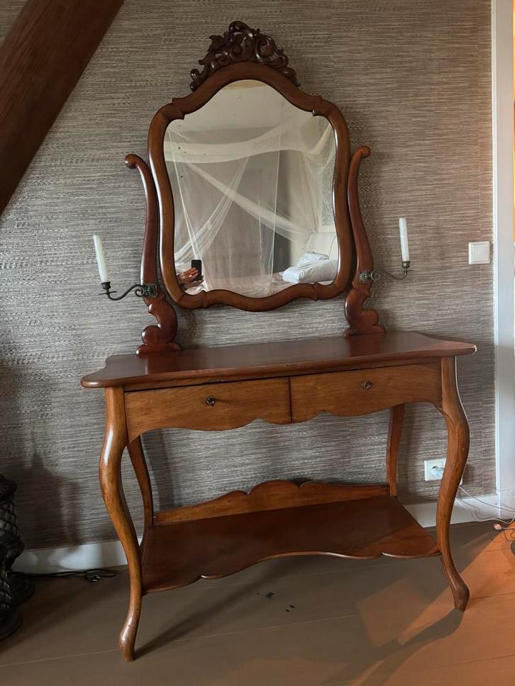 Antieke Kaptafel met Spiegel, Antiek en Kunst, Antiek | Spiegels, 100 tot 150 cm, 150 tot 200 cm, Rechthoekig, Ophalen