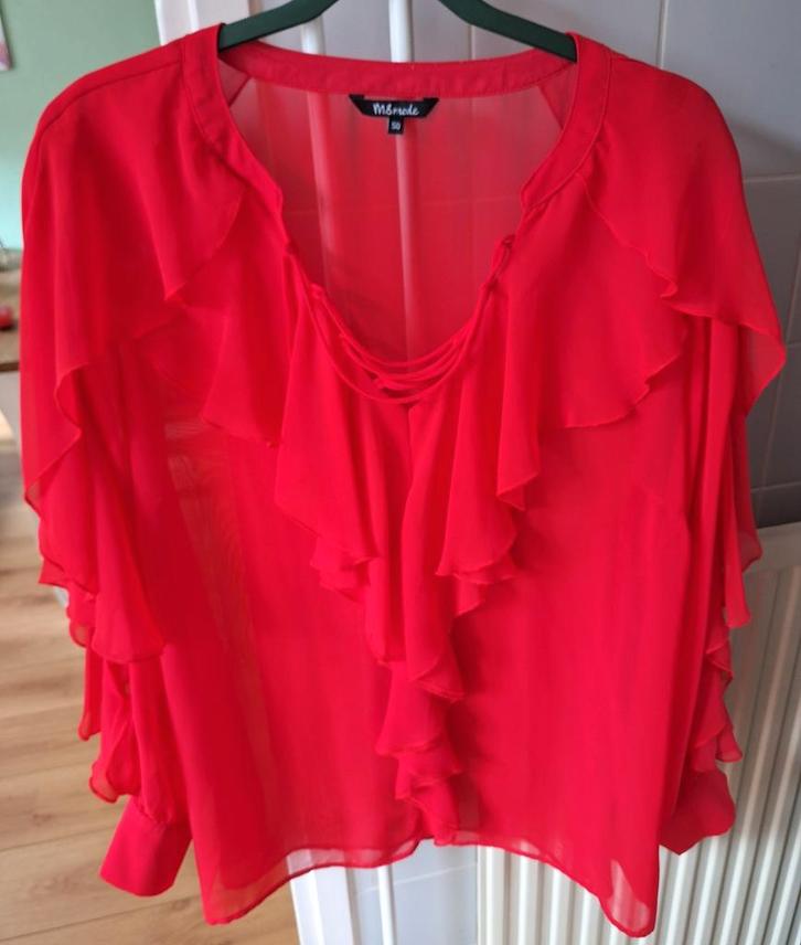 Top lange mouw MS mode maat 50, Kleding | Dames, Tops, Zo goed als nieuw, Rood, Lange mouw, Ophalen of Verzenden