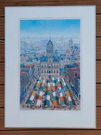 Marie-Anne Meier - markt in Delft - 80 x 60 cm, Ophalen of Verzenden