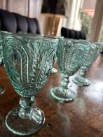 6 glazen; Blauwe bewerkt op een pootje met franse lely, Ophalen, Nieuw