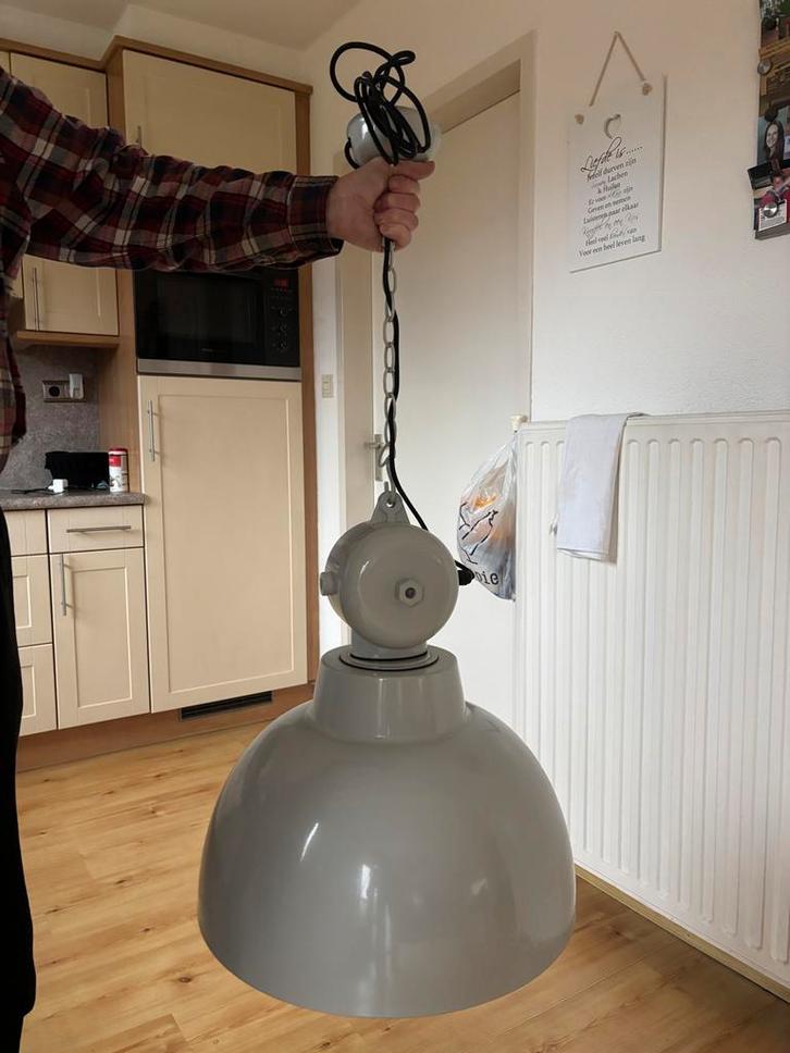 HK Living Factory Lamp Large - Industriele Hanglamp Grijs, Huis en Inrichting, Lampen | Hanglampen, Zo goed als nieuw, 50 tot 75 cm