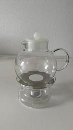 Theepot met warmhouder, Huis en Inrichting, Keuken | Servies, Gebruikt, Overige typen, Ophalen of Verzenden, Glas