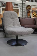 Luxe fauteuil Lush Jess design metaal stof draaibaar naturel, Huis en Inrichting, Ophalen, 75 tot 100 cm, Zo goed als nieuw, Metaal