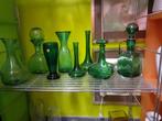 jaren 60 70 groen glas vaas vazen kan retro design vintage, Ophalen of Verzenden