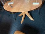 Acaciahouten Tafel 130cm - Matrixpoot B-keuze, Ophalen, Rond, Nieuw, Vijf personen of meer