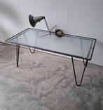 Vintage tafel hairpin retro design sidetable, Ophalen, Gebruikt, 50 tot 100 cm, Glas
