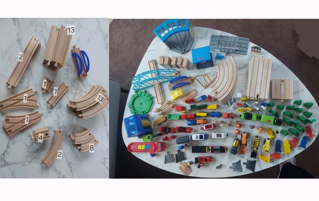 Grote houten treinbaan met veel accessoires, Kinderen en Baby's, Speelgoed | Houten speelgoed, Ophalen of Verzenden