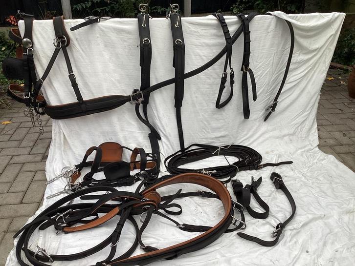 Tweespan  borsttuig  Full ( luxe uitvoering, Dieren en Toebehoren, Paarden en Pony's | Hoofdstellen en Tuigage, Gebruikt, Dressuur