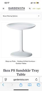 Witte Bijzettafel - Rond met los dienblad wannahave ikea, Overige materialen, Minder dan 55 cm, Gebruikt, Rond