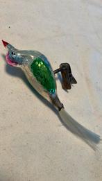 Vintage antieke kerstbal, vogeltje groen roze, Ophalen of Verzenden, Zo goed als nieuw