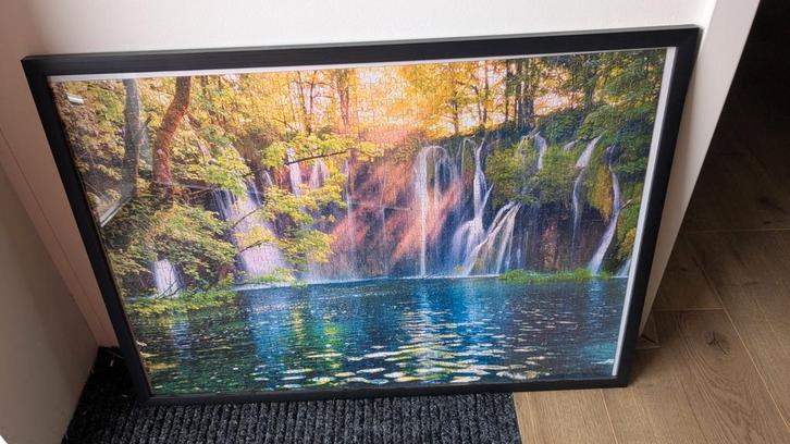 Ingelijste Puzzel Plitvice Meren - Compleet, Huis en Inrichting, Woonaccessoires | Lijsten, Zo goed als nieuw, 50 tot 75 cm, 50 tot 75 cm