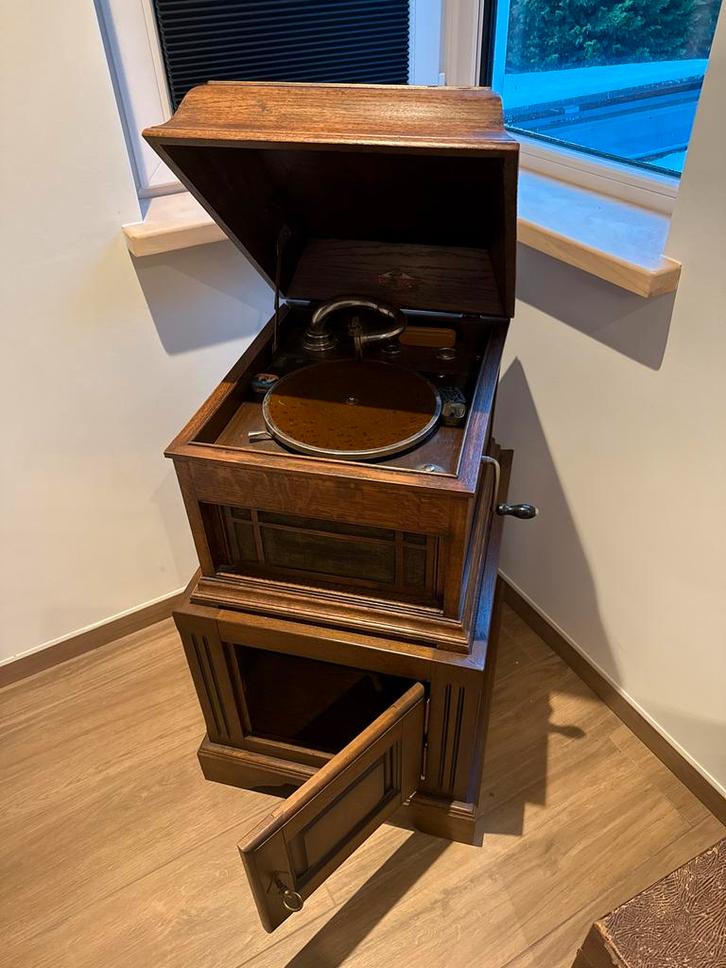 Antieke Grammofoon met Kast, Antiek en Kunst, Antiek | Tv's en Audio, Ophalen