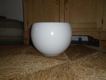 grote bolle, ronde witte geglazuurde bloempot, 27 cm beschikbaar voor biedingen