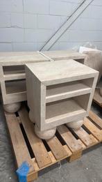 Solid Travertine Side Table – Orbita, Huis en Inrichting, Ophalen of Verzenden, Zo goed als nieuw, Minder dan 45 cm