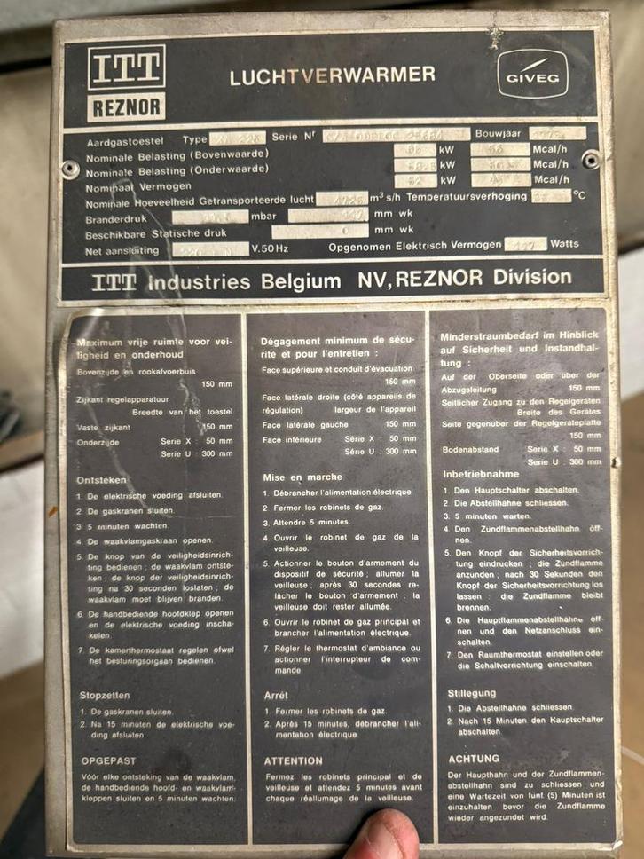 Grote Hal Verwarming - Reznor Luchtverwarmer, Zakelijke goederen, Machines en Bouw | Industrie en Techniek, Ophalen