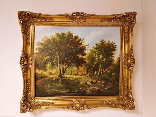 L.Col- Prachtig bosgezicht met water en boerderij, Antiek en Kunst, Kunst | Schilderijen | Klassiek, Ophalen