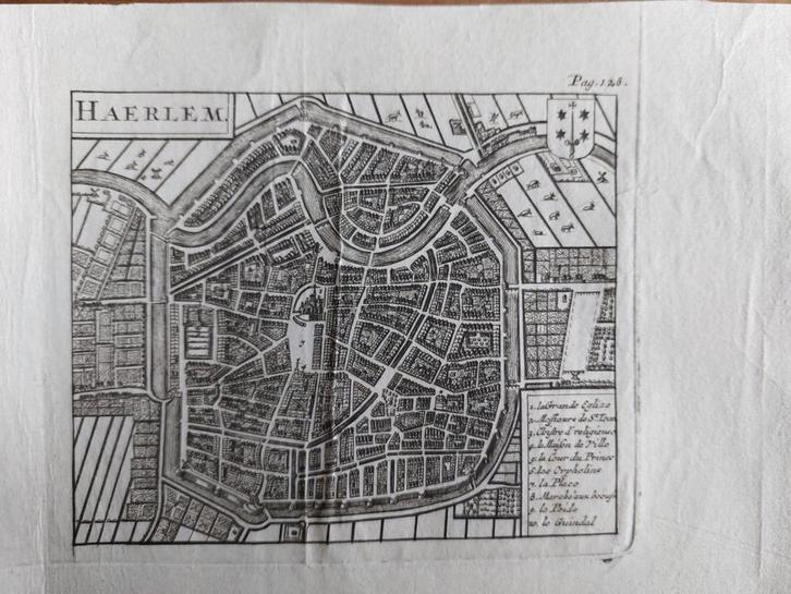 1 / stadsplattegrond van Haerlem - Haarlem Gravure uit 1697, Antiek en Kunst, Kunst | Etsen en Gravures, Ophalen of Verzenden