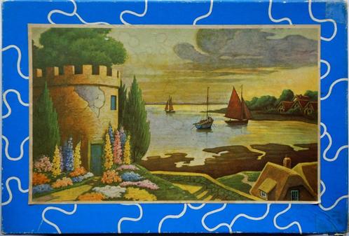 Perfect puzzel ca 1950-60, waddenkust met toren en zeilboten, Antiek en Kunst, Antiek | Speelgoed, Ophalen of Verzenden