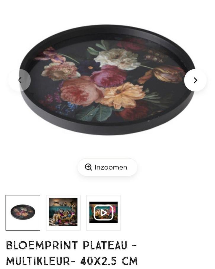 Decoratief Plateau met Bloemenprint, Huis en Inrichting, Woonaccessoires | Dienbladen, Nieuw, Overige materialen, Rond, Ophalen