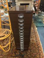 Vintage Bisley metalen bruine ladekastje, Ophalen, Minder dan 50 cm, Gebruikt, 5 laden of meer