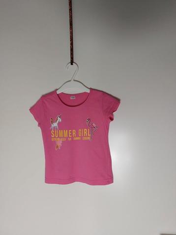 🌞 Mooi roze shirtje met unicorn en flamingo mt 98-104 zgan beschikbaar voor biedingen
